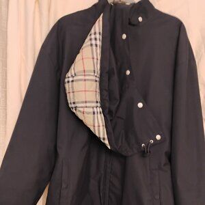 Burberry London Men's Hooded Black Long Jacket/Coat. Cotton/polyester. Size XL.
